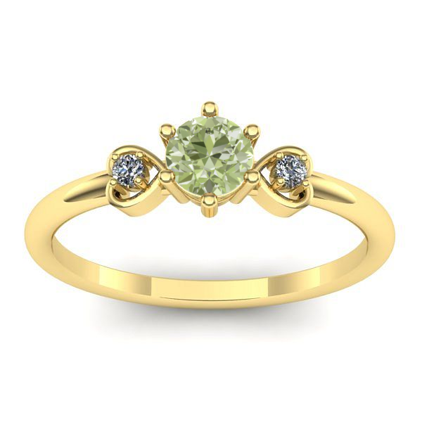 Inel logodna cu diamant de laborator verde rotund