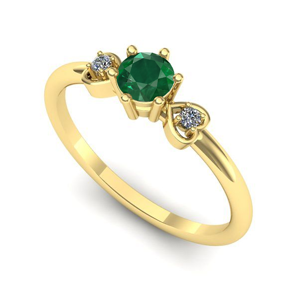 Inel de logodna din aur galben cu smarald