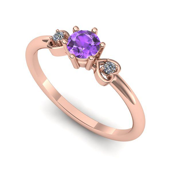 Inel de logodna din aur roz cu ametist