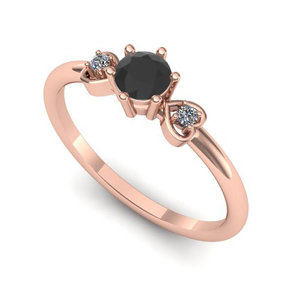 Inel de logodna din aur roz cu diamant negru