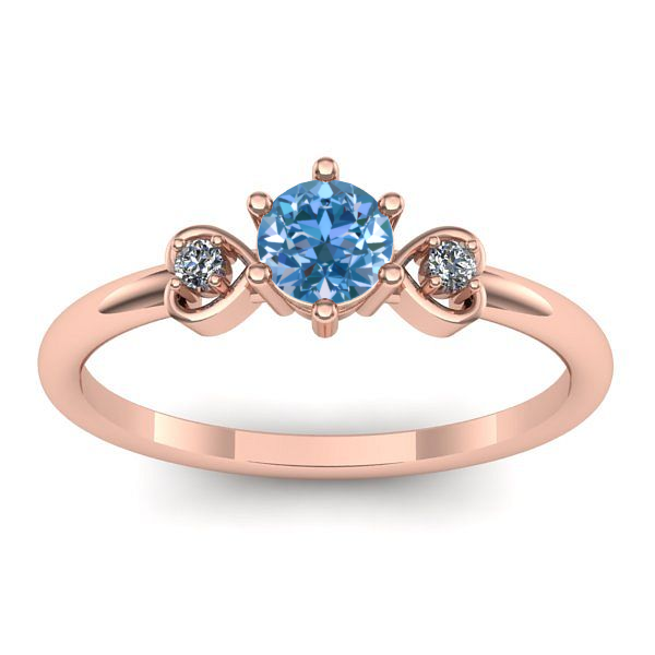 Inel de logodna cu diamant de laborator albastru rotund