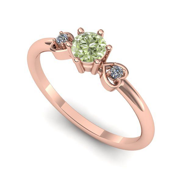 Inel de logodna din aur roz cu diamant de laborator verde