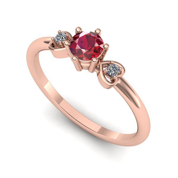 Inel de logodna din aur roz cu rubin