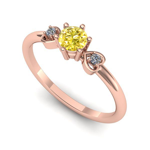 Inel din aur roz cu safir galben