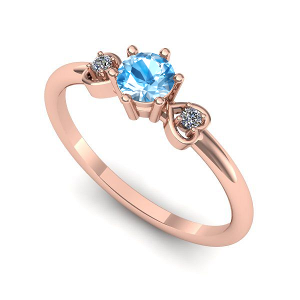 Inel din aur roz cu topaz blue