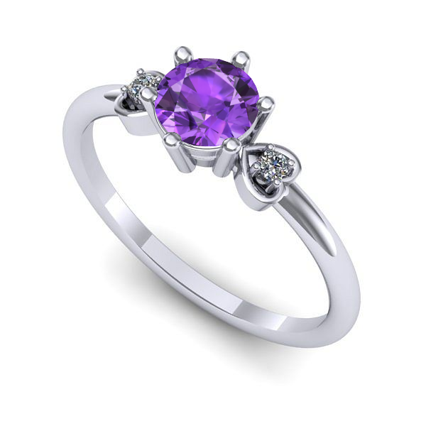 Inel logodna din aur alb cu ametist