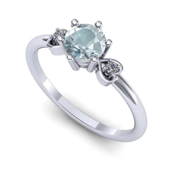 Inel de logodna din aur alb cu aquamarin