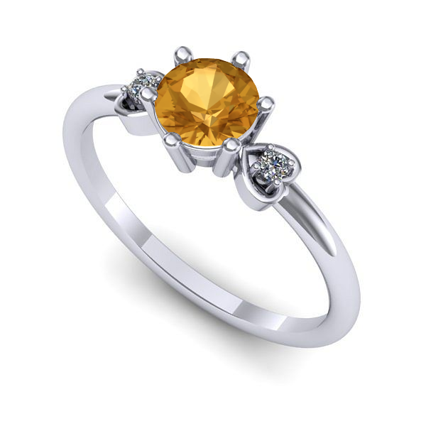 Inel logodna din aur alb cu citrin