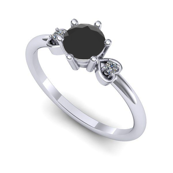 Inel logodna din aur alb cu diamant negru