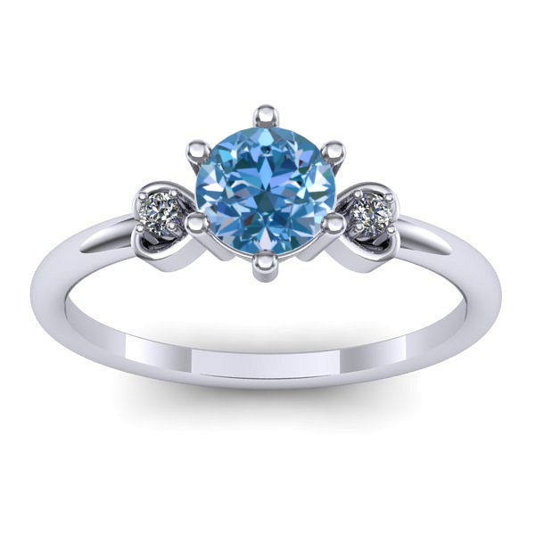 Inel de logodna cu diamant de laborator albastru rotund
