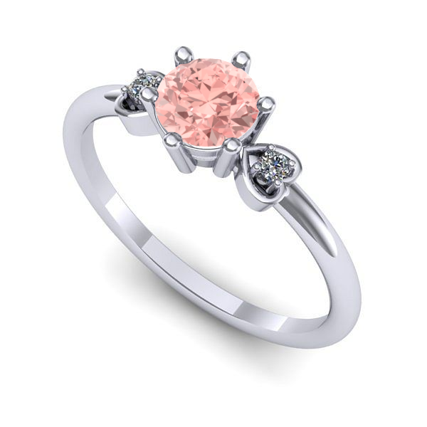 Inel logodna din aur alb cu diamant de laborator roz