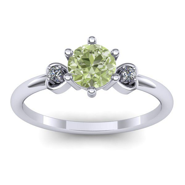 Inel de logodna cu diamant de laborator verde rotund