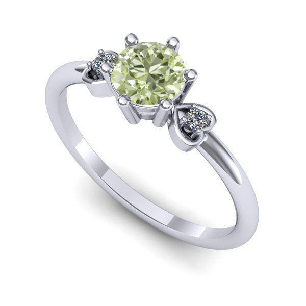 Inel din aur alb cu diamant de laborator verde