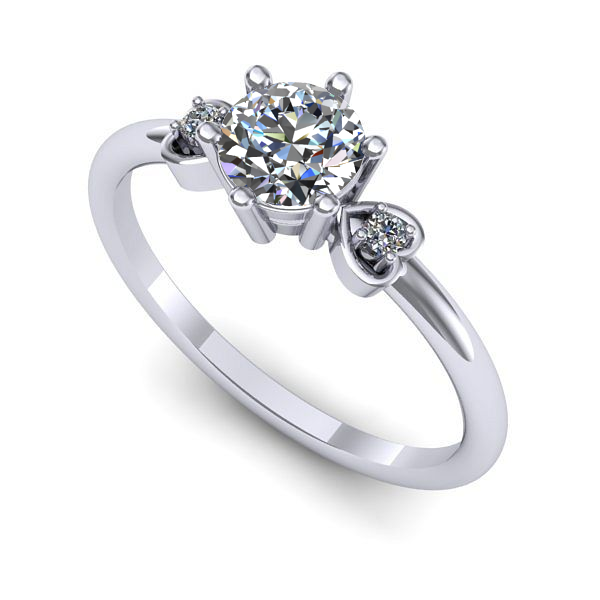 Inel de logodna din aur alb cu safir alb