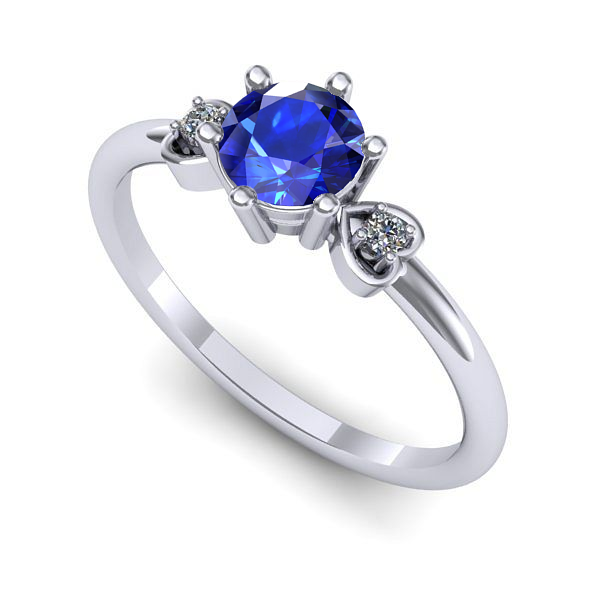 Inel de logodna din aur alb cu safir