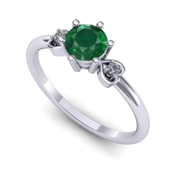 Inel logodna din aur alb cu smarald
