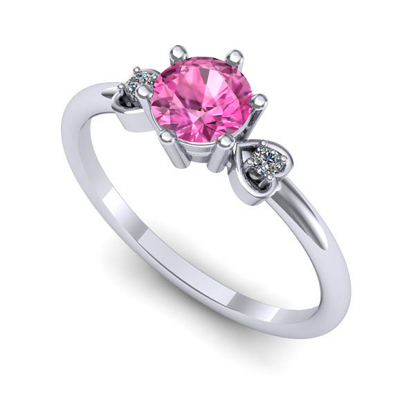 Inel de logodna din aur alb cu safir roz