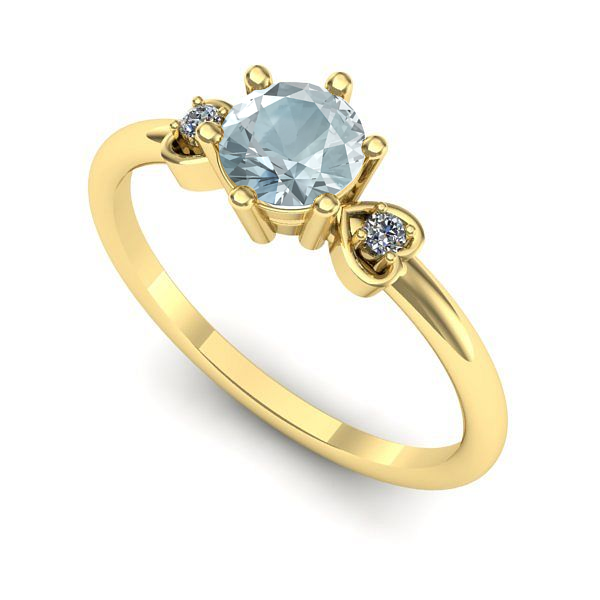 Inel de logodna din aur galben cu aquamarin