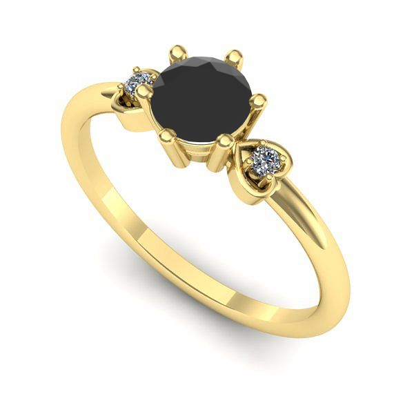 Inel din aur galben cu diamant negru