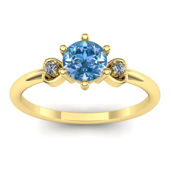 Inel logodna cu diamant de laborator albastru rotund
