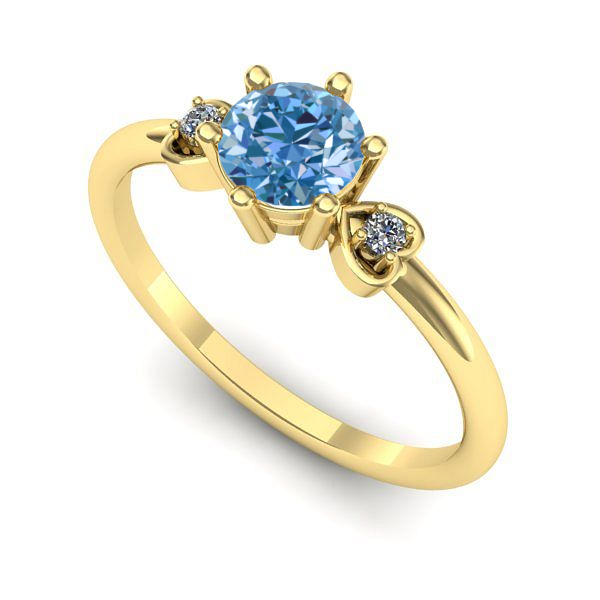 Inel logodna din aur galben cu diamant de laborator albastru