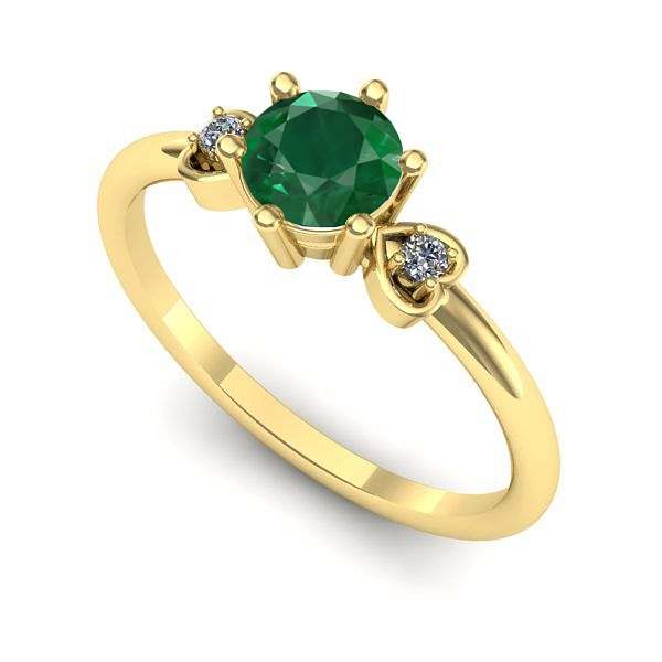 Inel de logodna din aur galben cu smarald