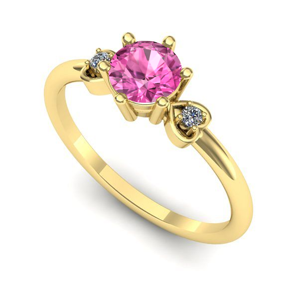 Inel logodna din aur galben cu safir roz