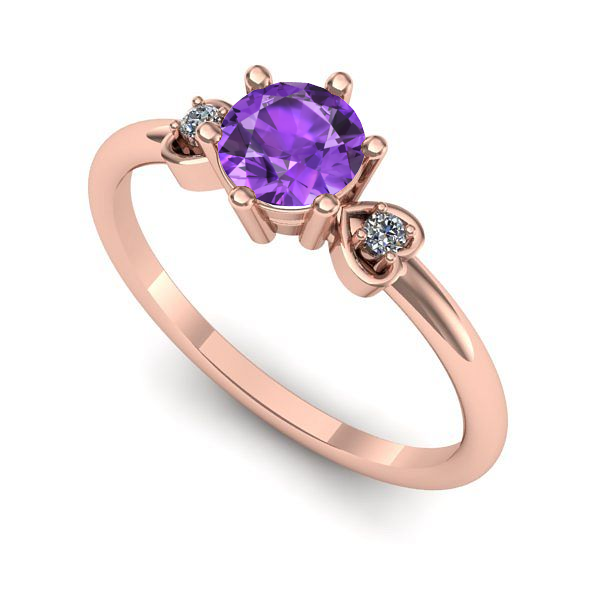 Inel logodna din aur roz cu ametist