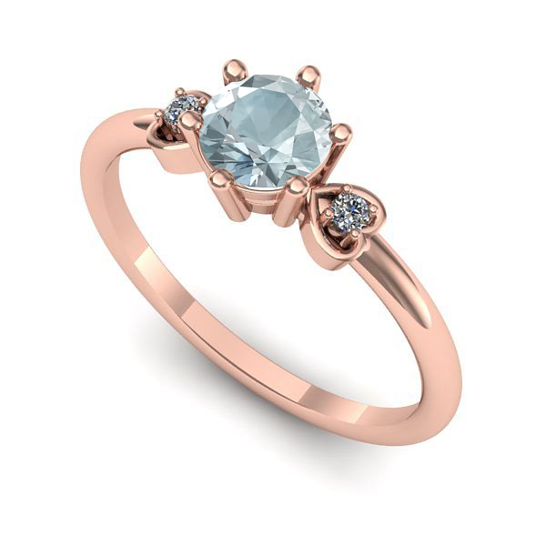 Inel de logodna din aur roz cu aquamarin