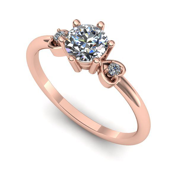 Inel de logodna din aur roz cu diamant