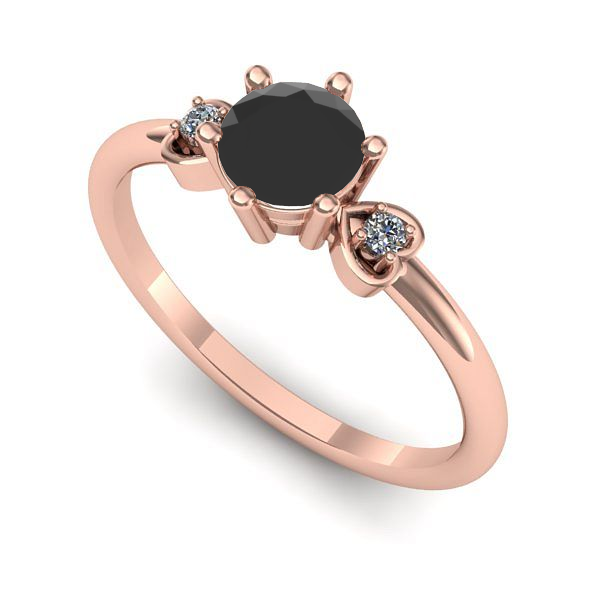 Inel din aur roz cu diamant negru