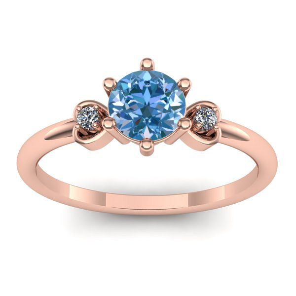 Inel de logodna cu diamant de laborator albastru rotund