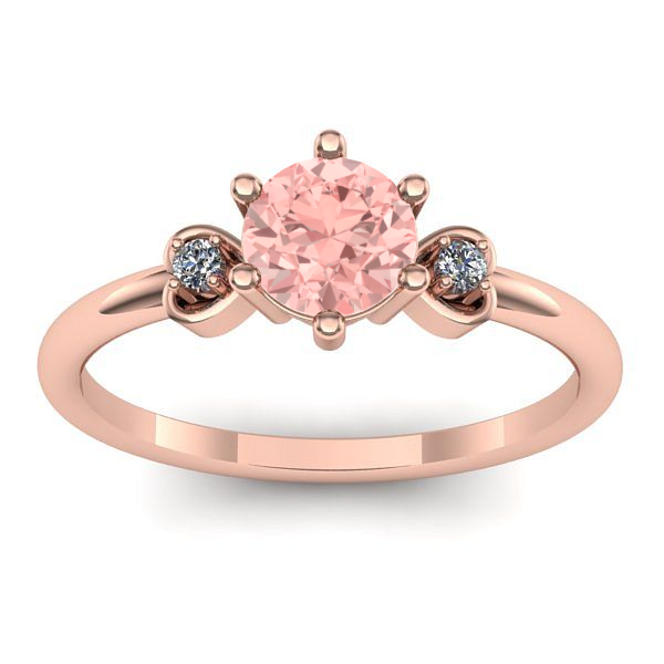Inel cu diamant de laborator roz rotund