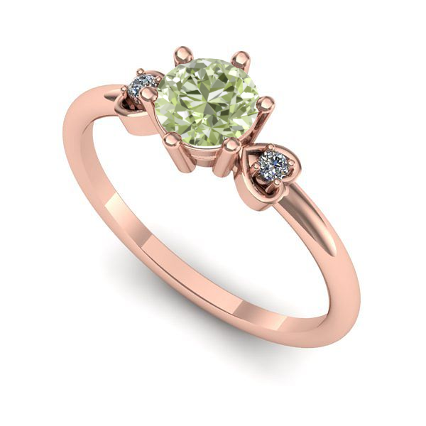 Inel din aur roz cu diamant de laborator verde