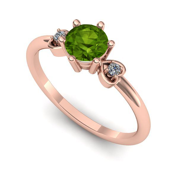 Inel de logodna din aur roz cu peridot