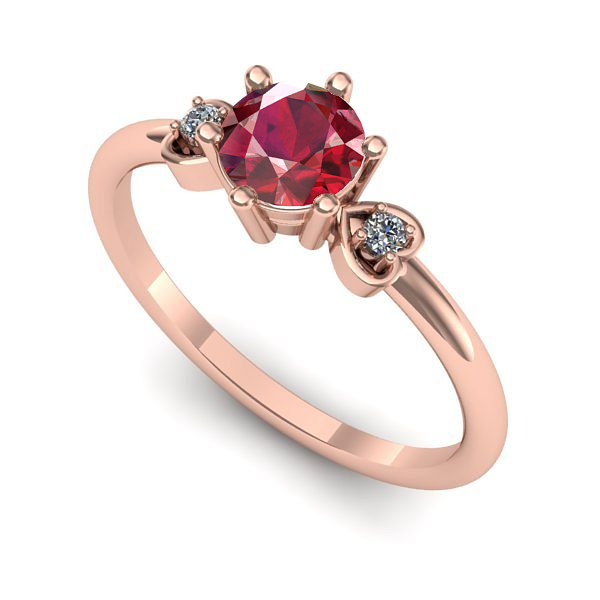 Inel de logodna din aur roz cu rubin