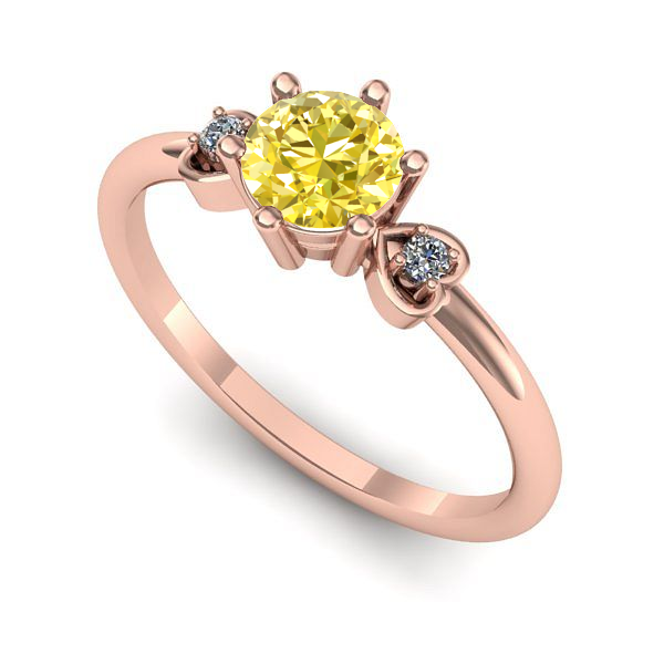 Inel logodna din aur roz cu safir galben