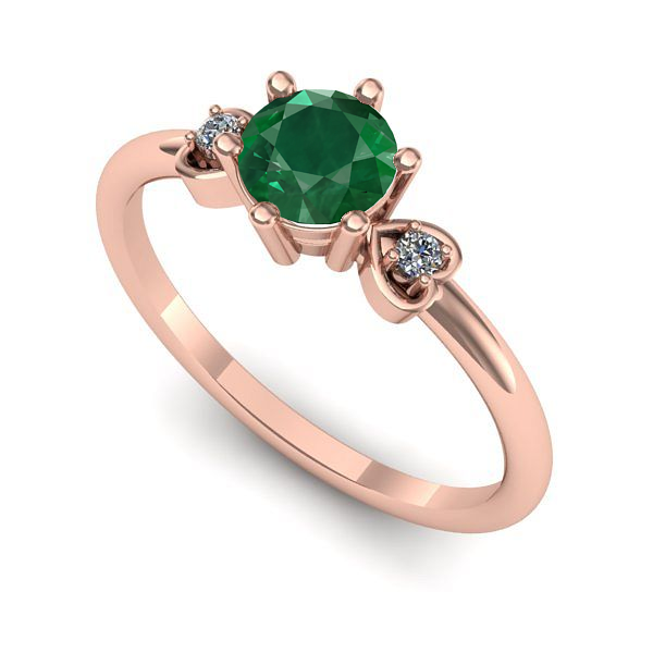 Inel logodna din aur roz cu smarald