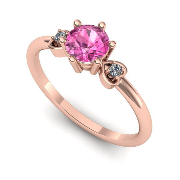 Inel de logodna din aur roz cu safir roz