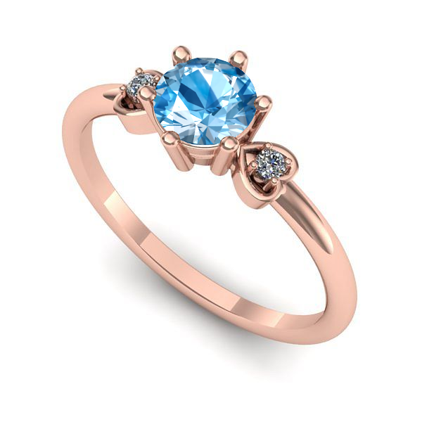 Inel din aur roz cu topaz blue