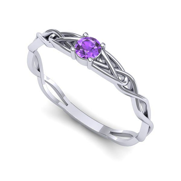 Inel din aur alb cu ametist