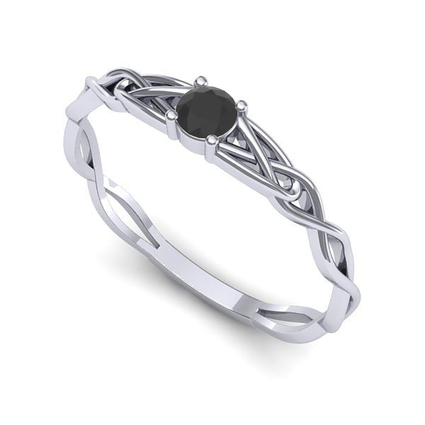 Inel de logodna din aur alb cu diamant negru