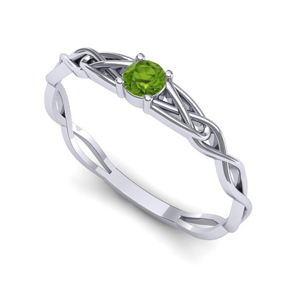 Inel logodna din aur alb cu peridot