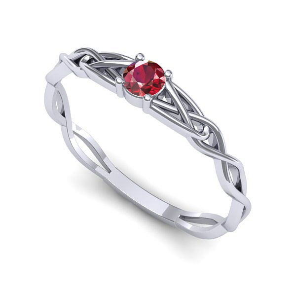 Inel din aur alb cu rubin