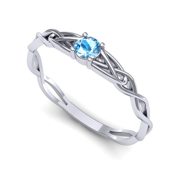 Inel logodna din aur alb cu topaz blue
