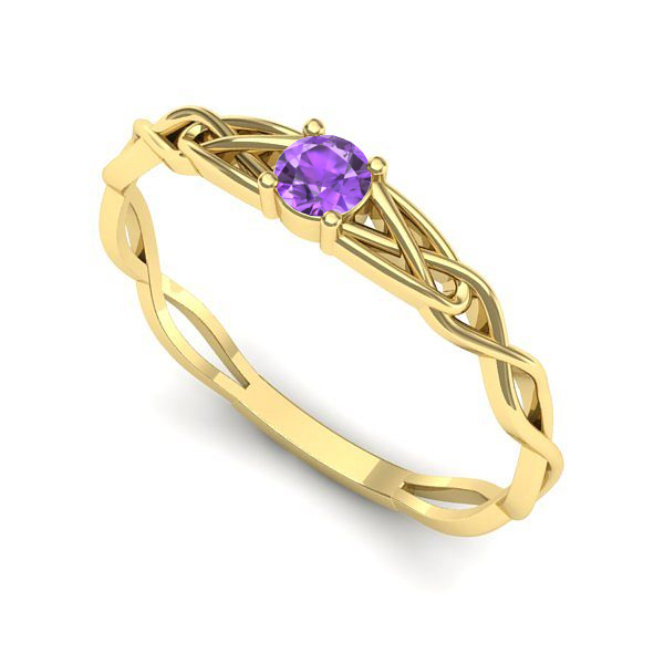 Inel de logodna din aur galben cu ametist