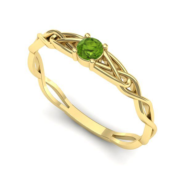 Inel din aur galben cu peridot