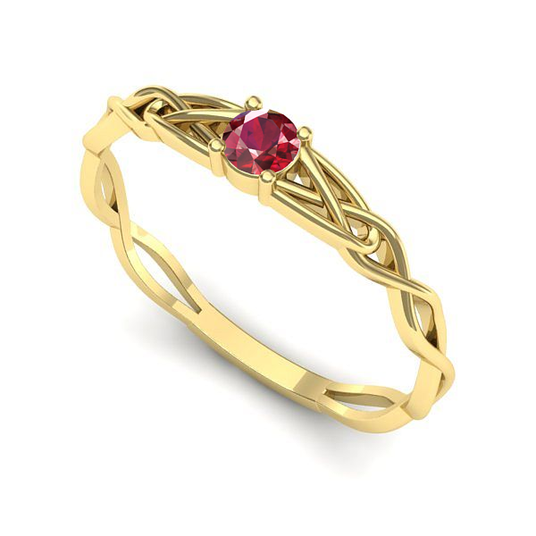 Inel din aur galben cu rubin