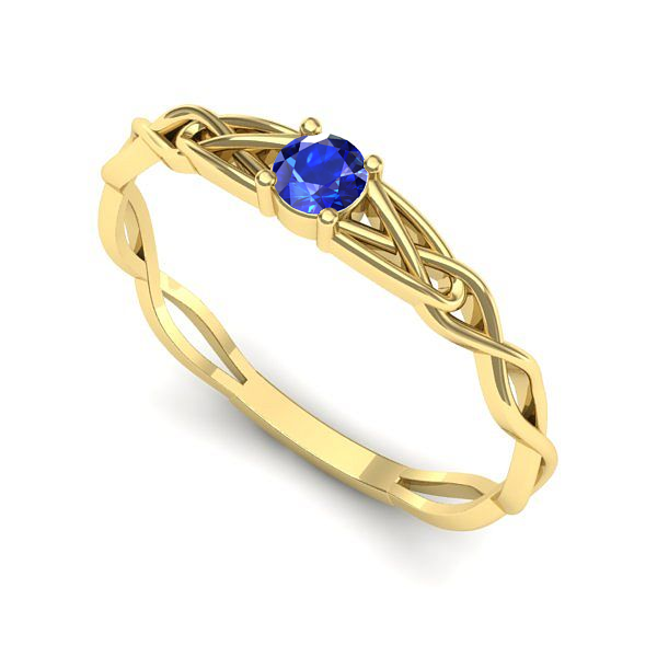 Inel logodna din aur galben cu safir