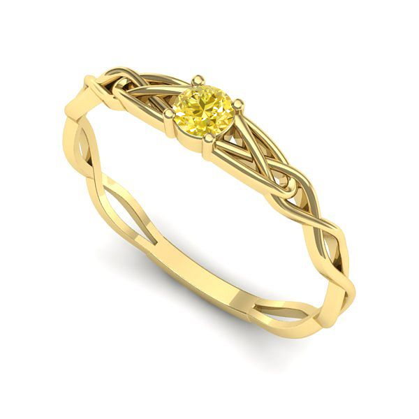 Inel de logodna din aur galben cu safir galben